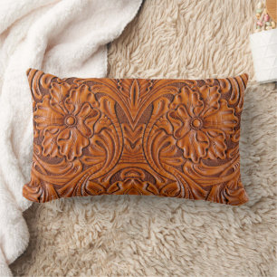 Coussin Rectangle Cowboy Rustique pays occidental à outils en cuir i