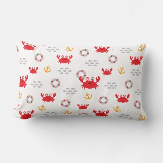 Coussin Rectangle Crabe avec bouée de sauvetage (Recto)