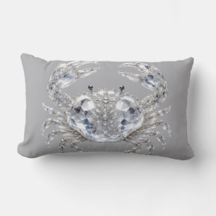 Coussin Rectangle Crabe de cristal argenté Océan scintillant Luxe
