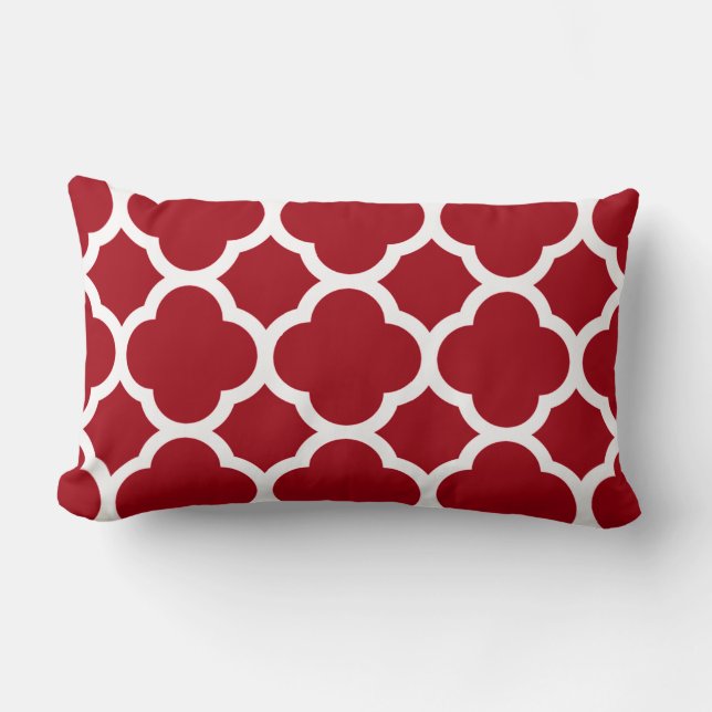 Coussin Rectangle Cranberry Red Quatrefoil Motif (Recto)