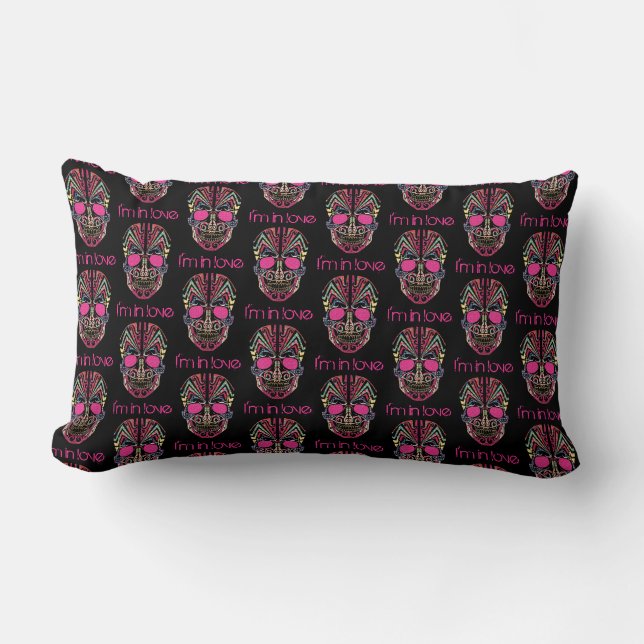Coussin Rectangle Crâne d'amant coloré mignon (Recto)
