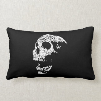 Coussin Rectangle Crâne dans le blanc sur le noir