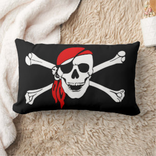 Coussin Rectangle Crâne de pirate et os croisés