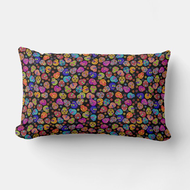 Coussin Rectangle Crâne de Sucre (Recto)