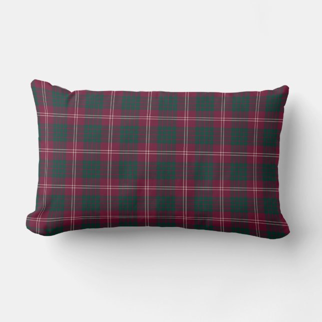 Coussin Rectangle Crawford Family Maroon et Green Tartan (Recto)