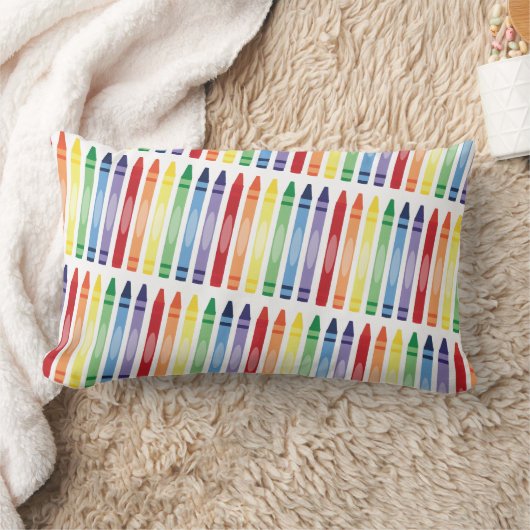 Coussin Rectangle Crayons arc-en-ciel colorés Motif (Couverture)