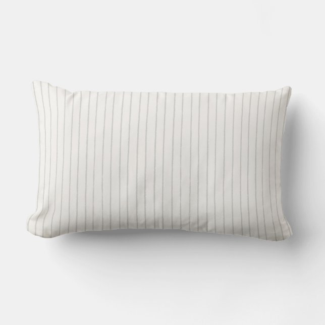 Coussin Rectangle Cream Sage Grey Stripe Minimalist Pattern (Recto)