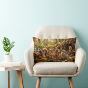 Coussin Rectangle Créatures de la forêt Fantaisie de récolte automna
