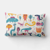 Coussin Rectangle Créatures imaginaires colorées sur blanc (Verso)