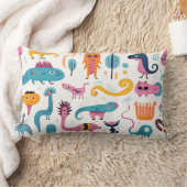 Coussin Rectangle Créatures imaginaires colorées sur blanc (Couverture)