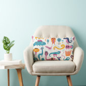 Coussin Rectangle Créatures imaginaires colorées sur blanc (Chaise)