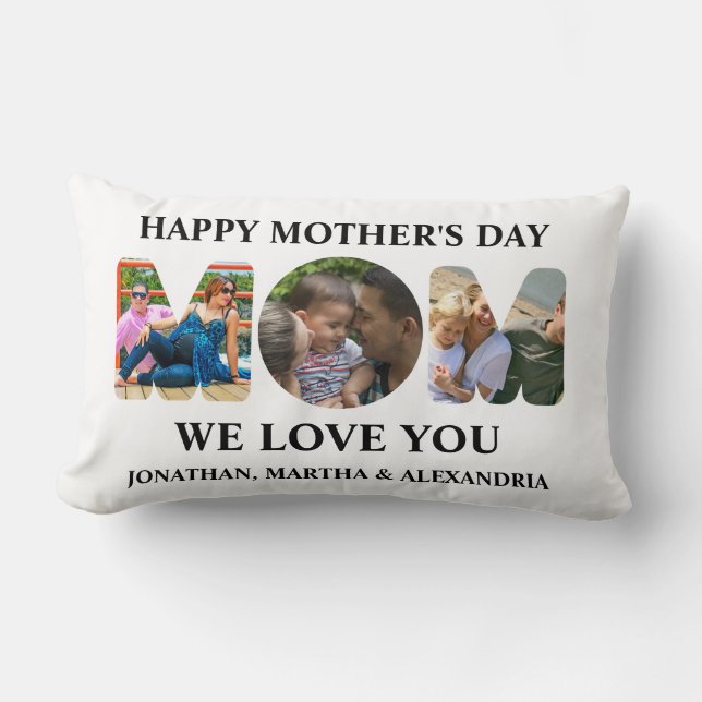Coussin Rectangle Créez votre propre collage photo 3 Happy Mothers d (Recto)
