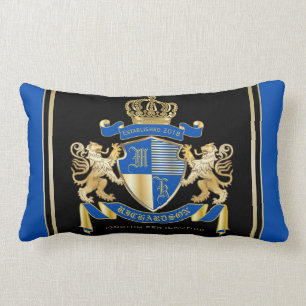 Coussin Rectangle Créez votre propre manteau d'emblème bleu de lio