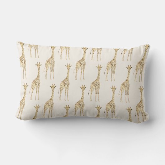Coussin Rectangle Crème Cute Giraffes Nom (Verso)