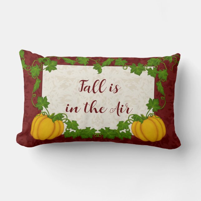 Coussin Rectangle Crème d'automne et Citrouille de fleur de marron (Recto)