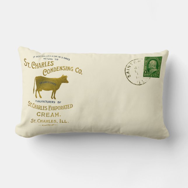 Coussin Rectangle CRÈME DE LAIT DE VACHE LAITIÈRE St Charles Illinoi (Recto)