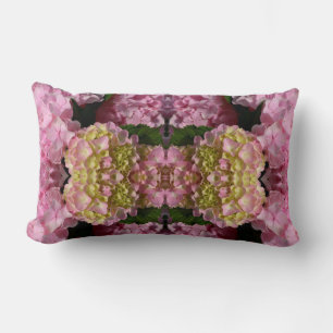 Coussin Rectangle Crème rose Hydrangeas jaune rose vert floral