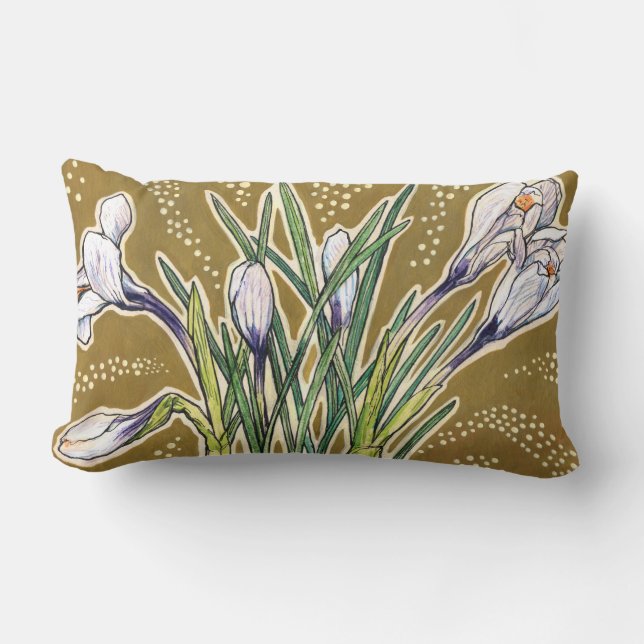 Coussin Rectangle Crocus, motifs floraux, belles fleurs printanières (Recto)