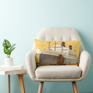 Coussin Rectangle Croisière sur un paquebot vintage vers l'Orient av