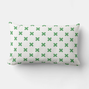 Coussin Rectangle Croix verte coutures sur blanc