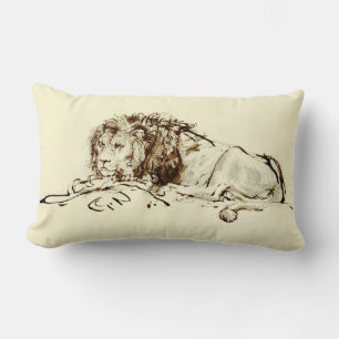 Coussin Rectangle Croquis vintage d'encre Rembrandt / Dessin d'un li