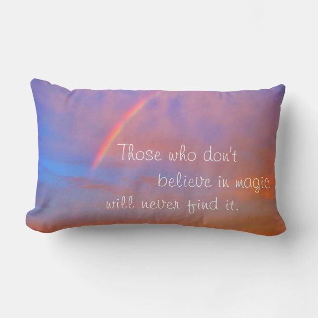 Coussin Rectangle Croyez en la citation magique Sunset Rainbow Photo (Recto)