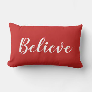 Coussin Rectangle Croyez l'oreiller rouge de Noël