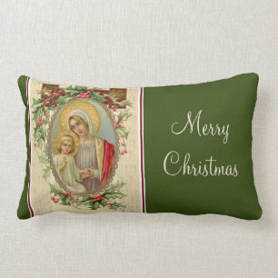 Coussin Rectangle Cru béni de Noël de Vierge Marie Jésus