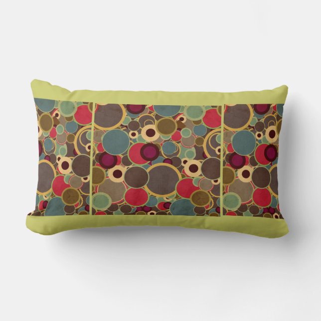 Coussin Rectangle Cru, cercles modernes de la moitié du siècle (Recto)