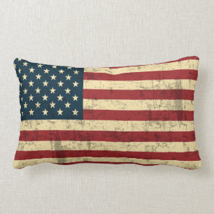 Coussin Rectangle Cru de drapeau américain affligé