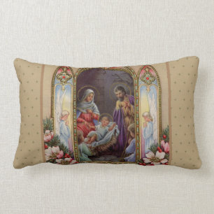 Coussin Rectangle Cru de Noël de nativité de Vierge Marie Jésus
