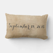 Coussin Rectangle Cru de toile de jute personnalisé épousant la date (Verso)