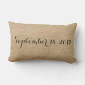 Coussin Rectangle Cru de toile de jute personnalisé épousant la date (Verso)