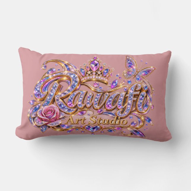 Coussin Rectangle Crystal Queen Élégance Florale Rose (Recto)