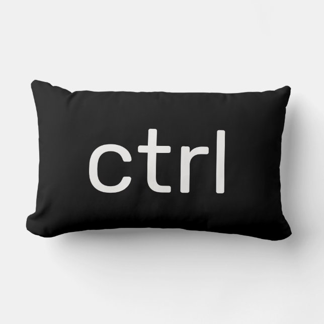 Coussin Rectangle Ctrl Commande clavier noir blanc (Recto)