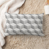 Coussin Rectangle Cubes d'apparence 3D gris blanc (Couverture)