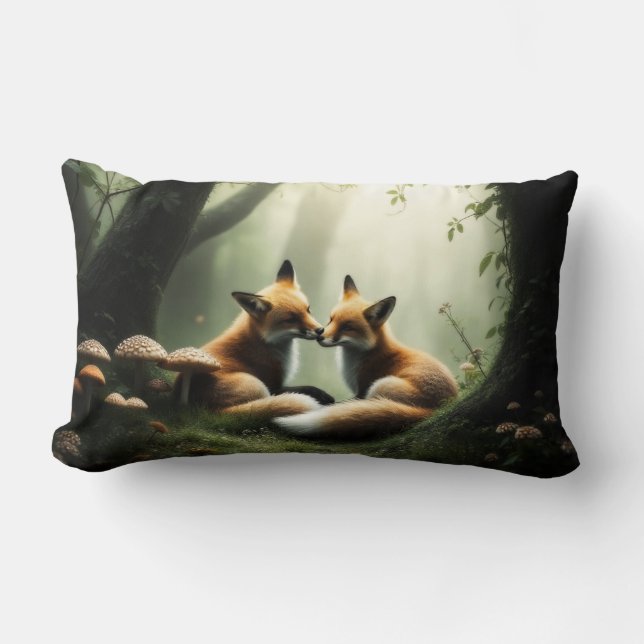 Coussin Rectangle Cuddle Fox dans la forêt de Misty (Recto)