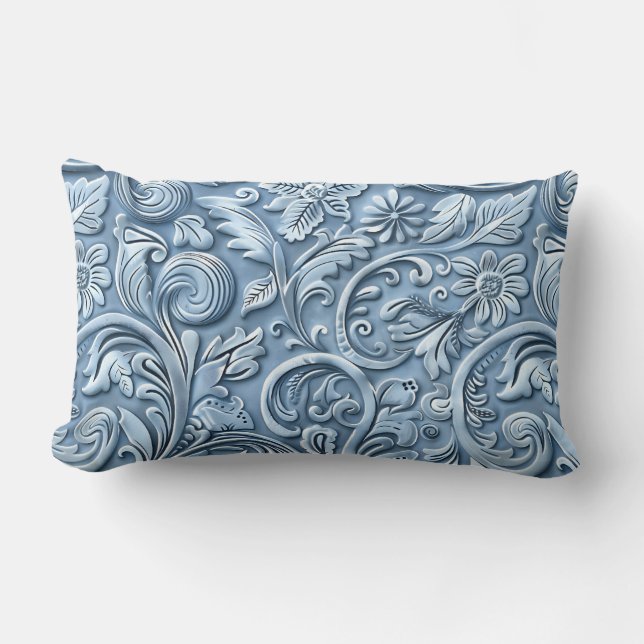 Coussin Rectangle Cuir à outils bleu vintage (Recto)