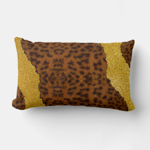 Coussin Rectangle Cuir Joliment Imprimé Jaguar Animal Avec Paillette
