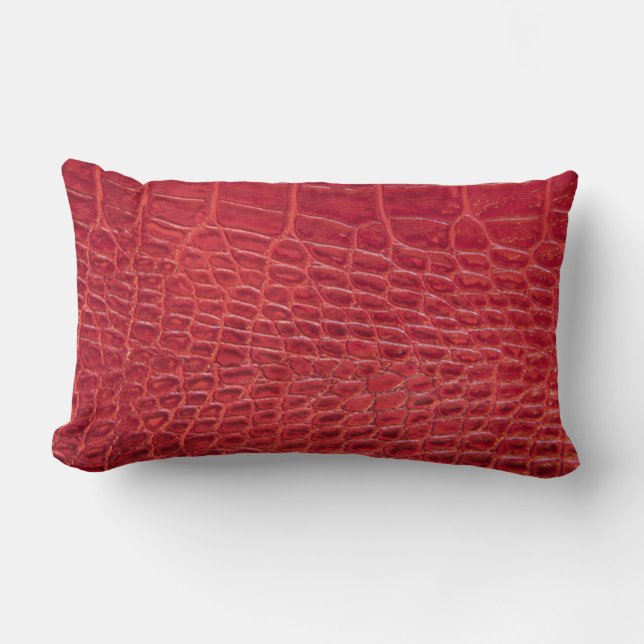 Coussin Rectangle Cuir rouge d'alligator de Faux (Recto)