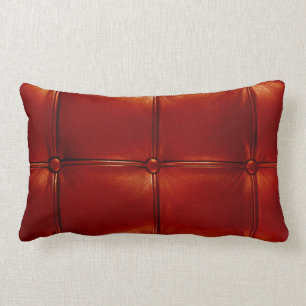 Coussin Rectangle Cuir tufté rouge