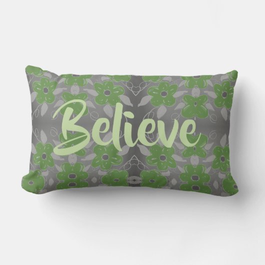 Coussin Rectangle Cuisine florale grise et verte (Recto)