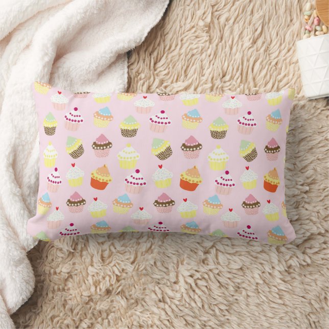 COUSSIN RECTANGLE CUPCAKES MOTIF ROSE (Couverture)