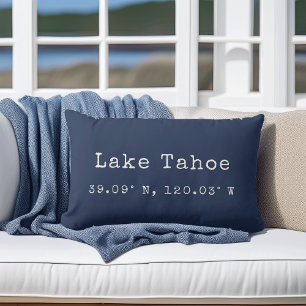 Coussin Rectangle Custom City Coordinates Throw Pillow   Navy