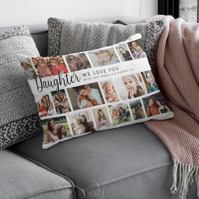 Coussin Rectangle Custom Daughter 18 Photo Collage (Créateur téléchargé)