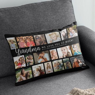 Coussin Rectangle Custom Grandma 18 Photo Collage