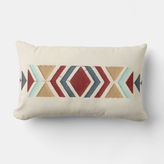 Coussin Rectangle Custom Moroccan Geometric Embroidery Pattern Art (Recto)