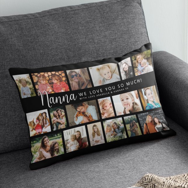 Coussin Rectangle Custom Nanna 18 Photo Collage (Créateur téléchargé)
