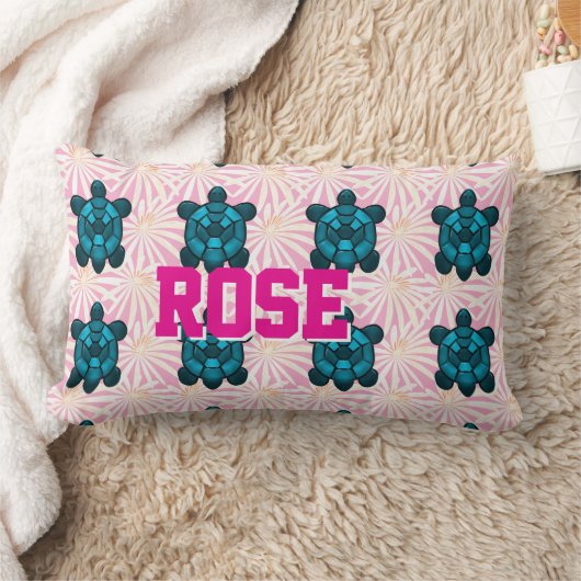 Coussin Rectangle Custom Tropical Turtle Floral Pattern Seamless  (Couverture)