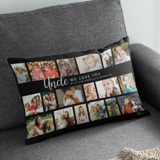 Coussin Rectangle Custom Uncle 18 Photo Collage